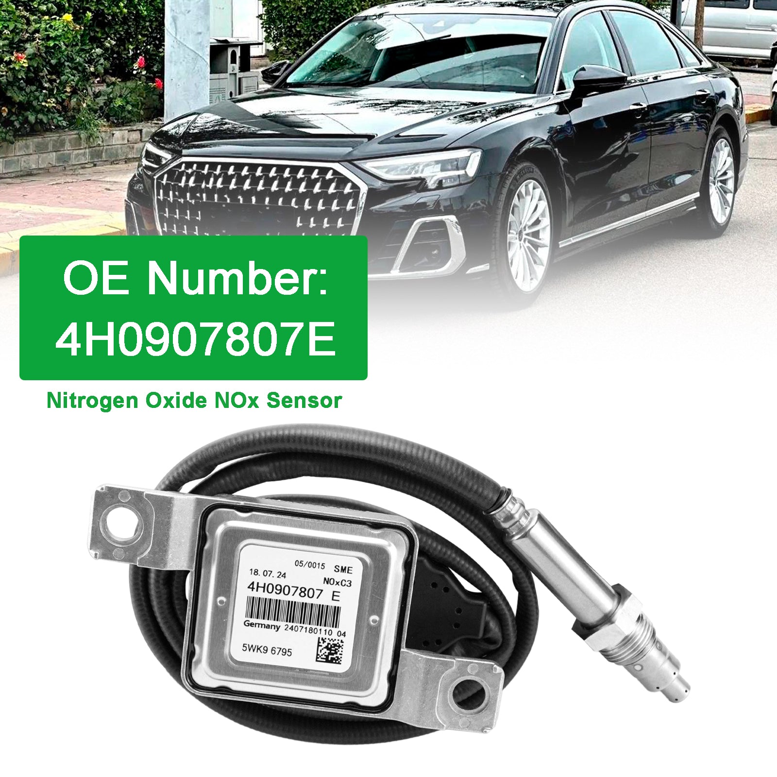 Capteur D'Oxydes D'Azote Nox 4H0907807E Pour Audi A8 Quattro 3.0TDI 2014-2016
