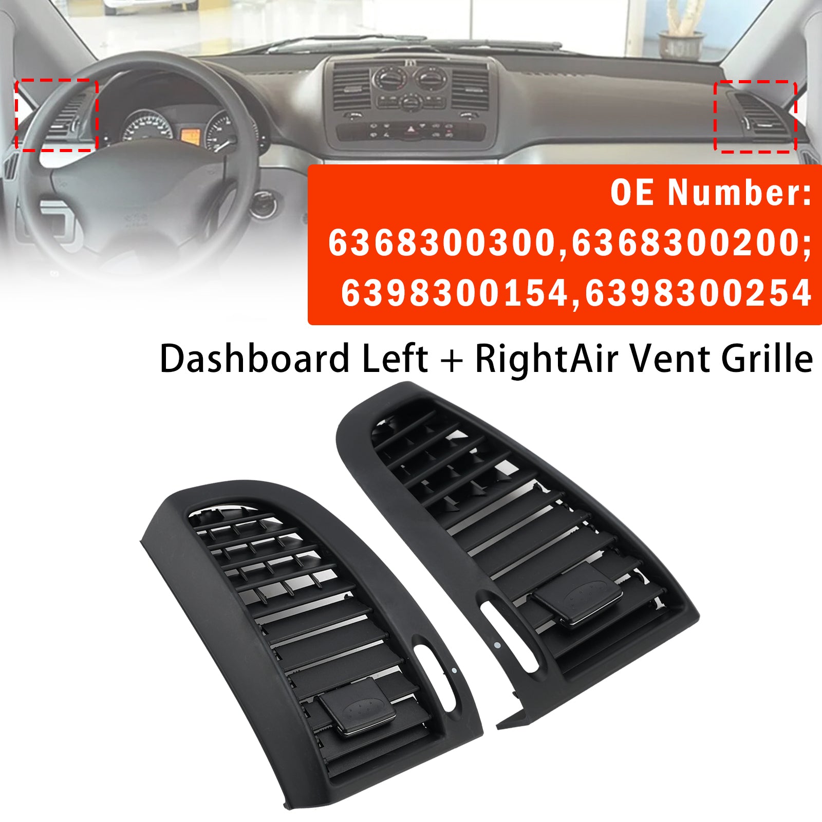 Grilles Ventilation Tableau De Bord L+R Pour Benz W636 04-15 W639 10-17