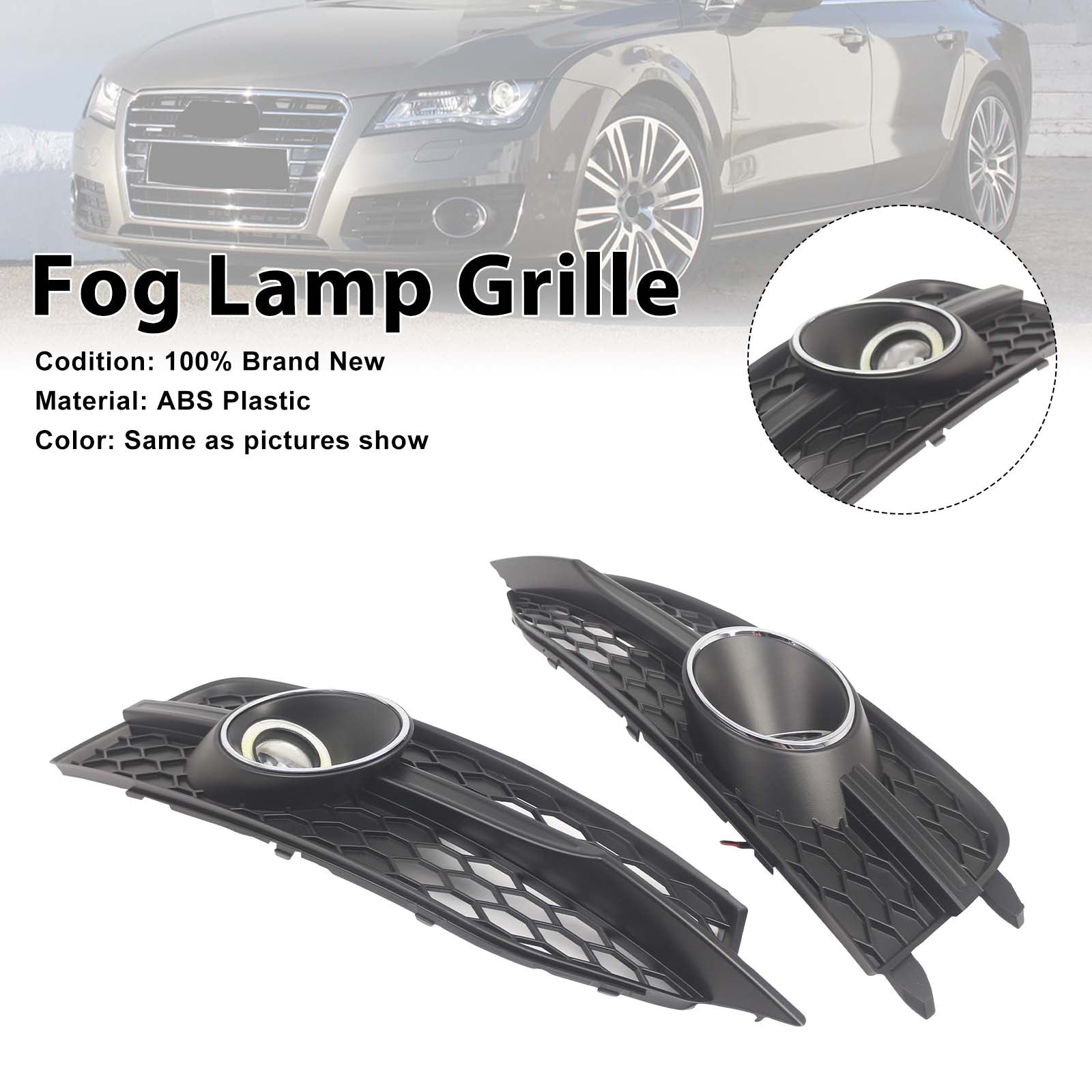 Black Front Bumper Fog Light Grille Cover Bezel Pour Audi A7 S7 S-Line 2012-2015