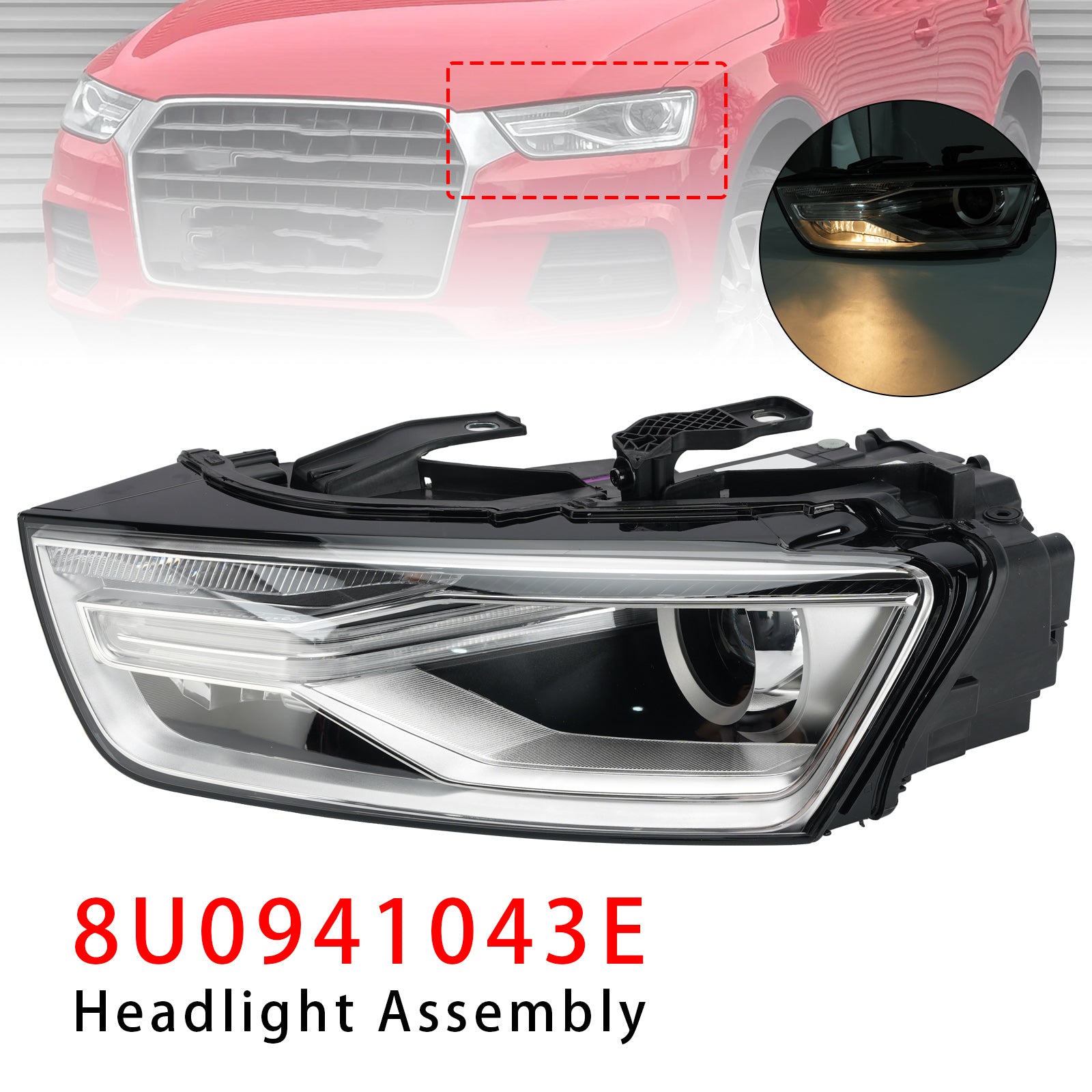 Phare Xénon Gauche Avec Ampoule Et Ballast 8U0941043E Pour Audi Q3 2016-2018