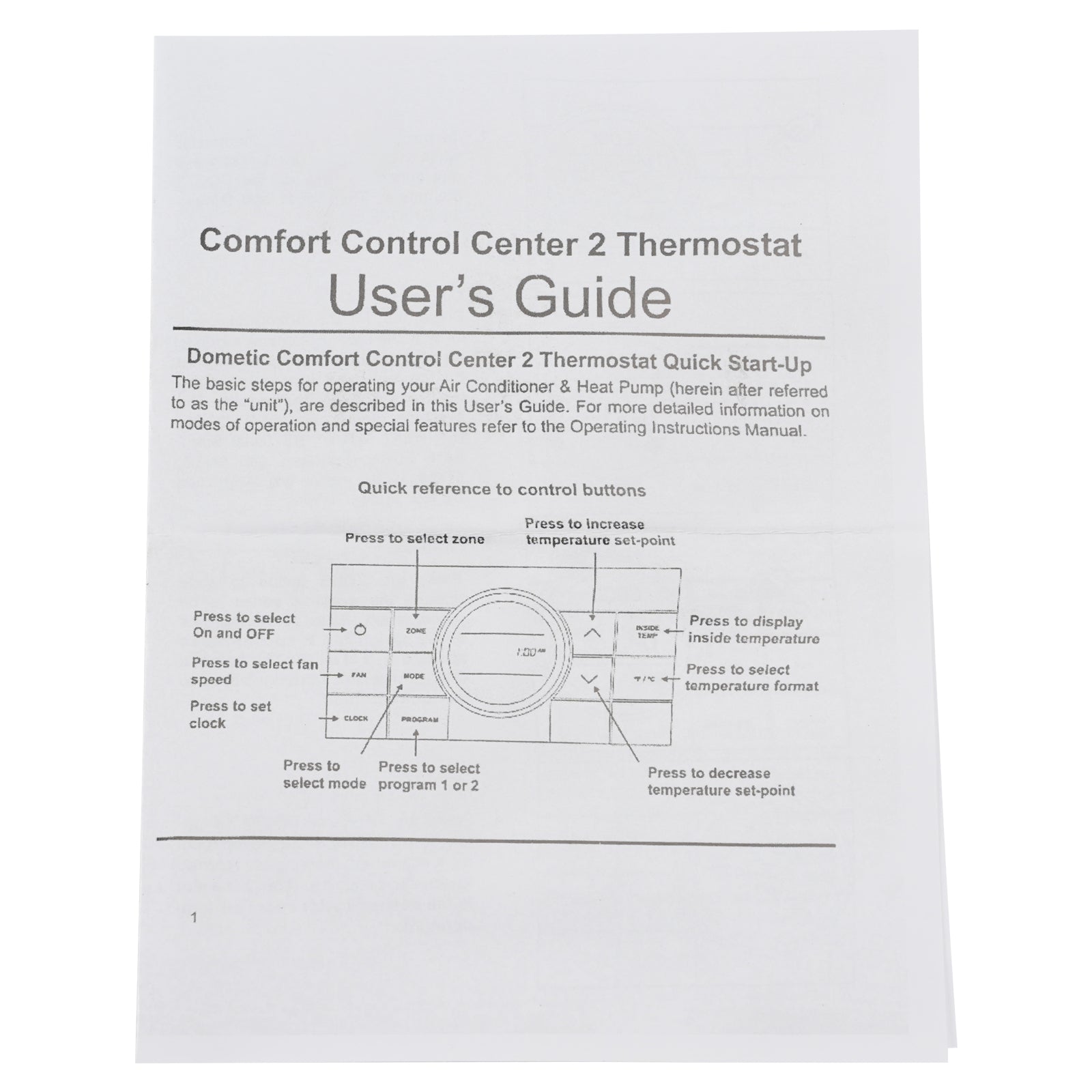 314082.011 Thermostat RV Multi-Zone Centre Confort Pour Dometic CCC2 457915