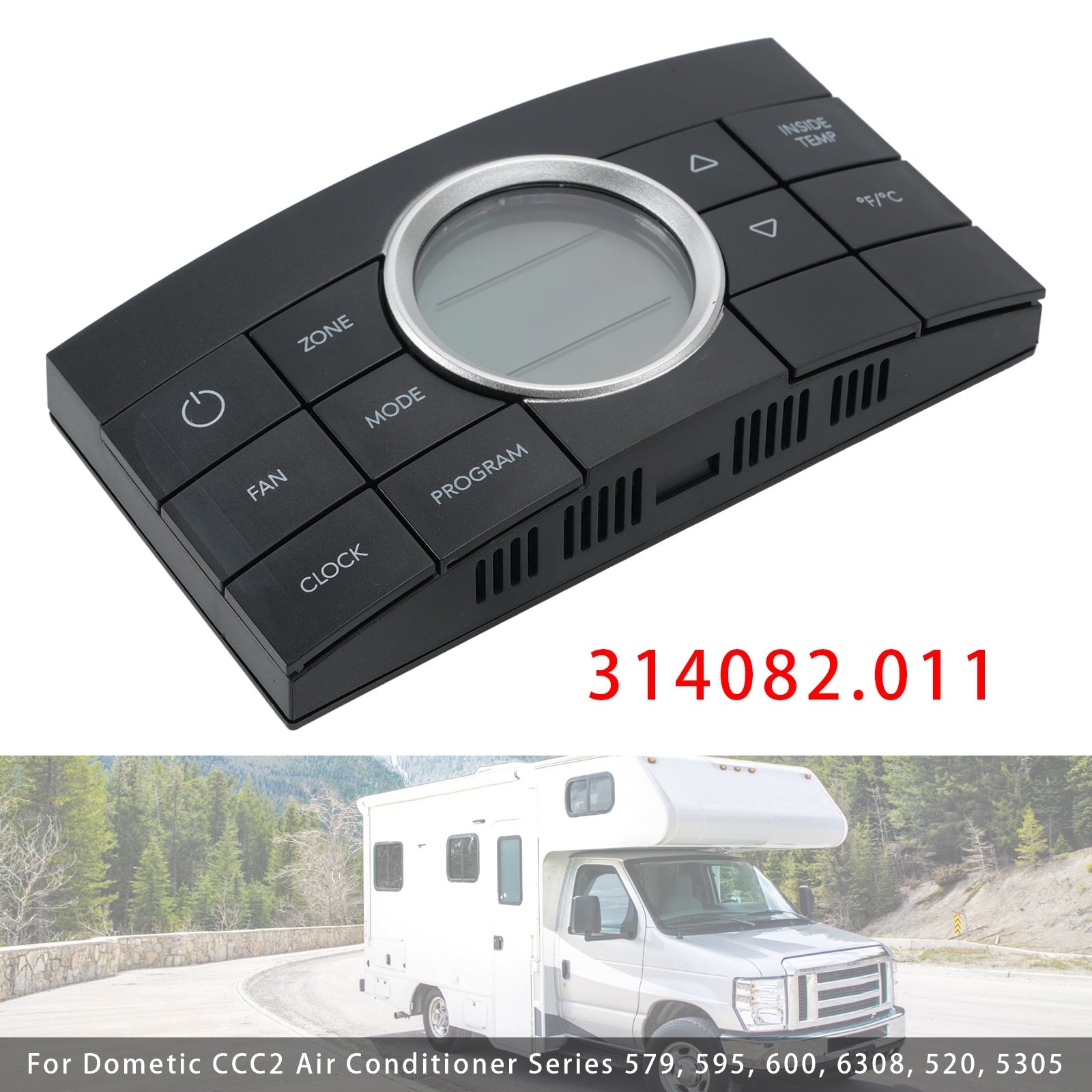314082.011 Wielostrefowy termostat do pojazdu kempingowego Comfort Center do Dometic CCC2 457915 Czarny