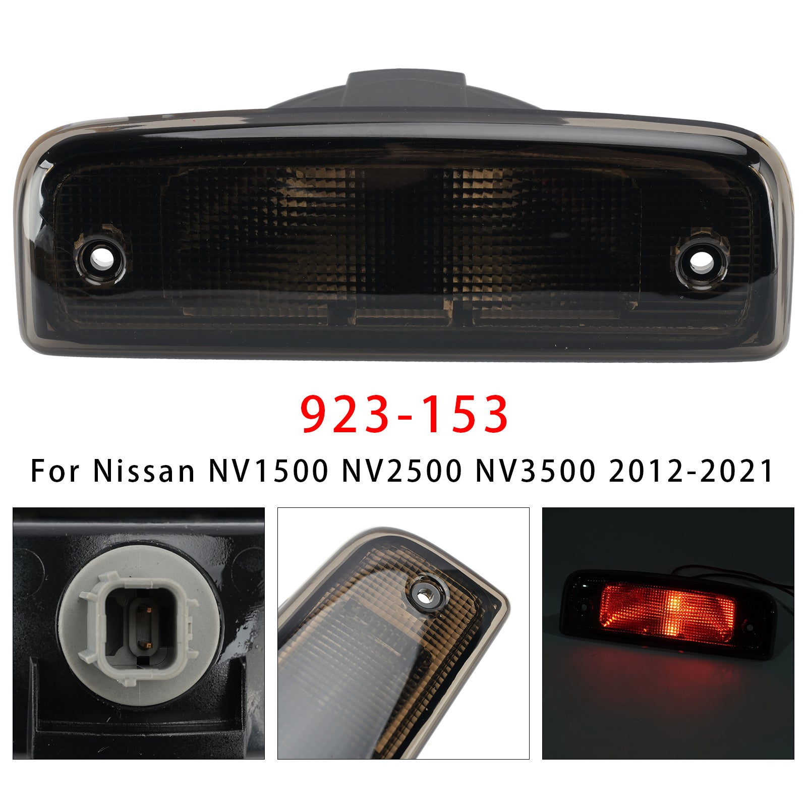 Troisième feu stop ensemble 923-153 Pour Nissan NV1500 2012-2021 Noir