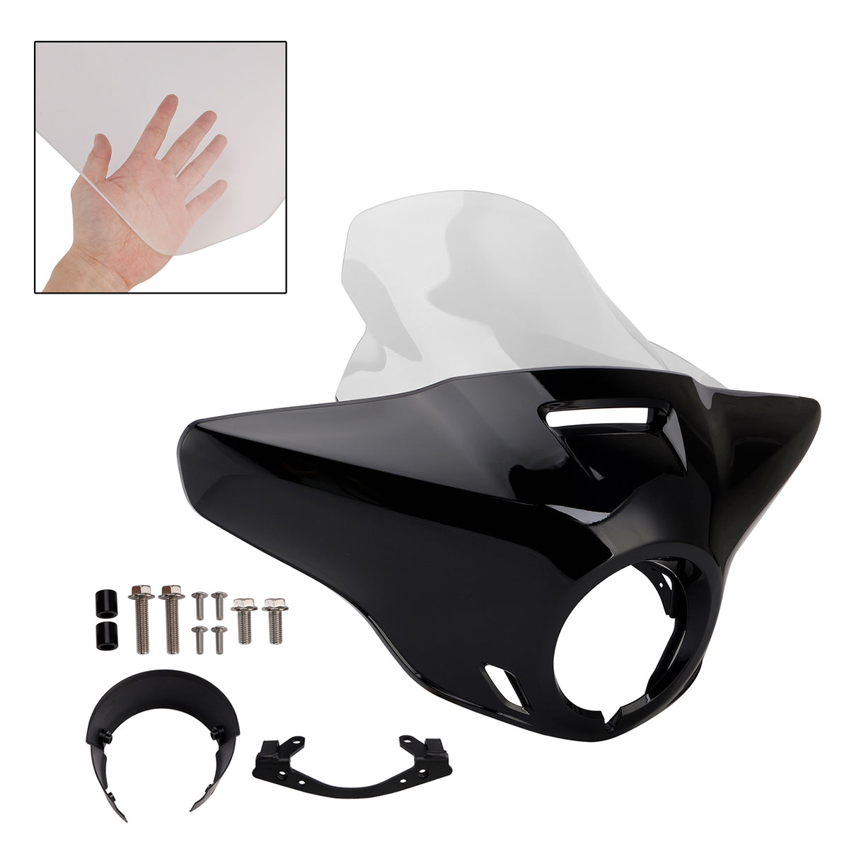Cupolino parabrezza per HONDA CMX1100 21-24 Nero lucido+Trasparente