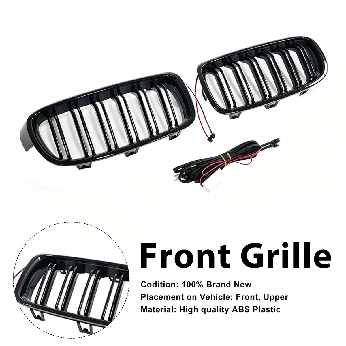 Double Slat Front Kidney Grille Grill Pour BMW 3 Series F30 F35 2012-2019