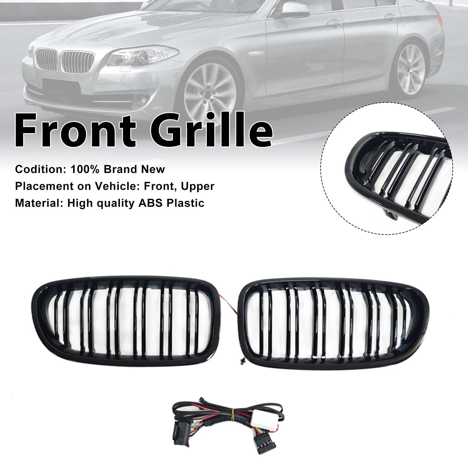 Front Bumper Grill Grille Pour BMW 5 Series F10 F11 2010-2016 W/LED