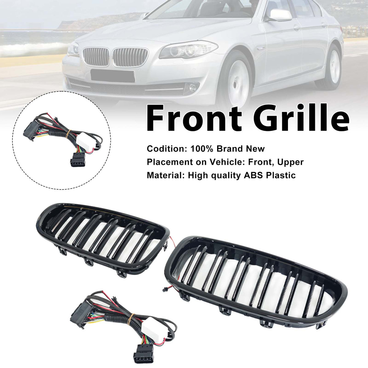 Front Bumper Grill Grille Pour BMW 5 Series F10 F11 2010-2016 W/LED