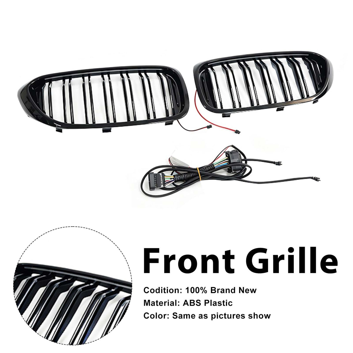 Double Slat Front Kidney Grille Pour BMW 5 Series G30 G31 2017-2020 W/LED