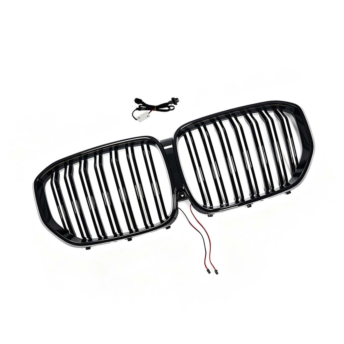Double Slat Black Front Kidney Grille Pour BMW X5 G05 2019-2022 W/LED