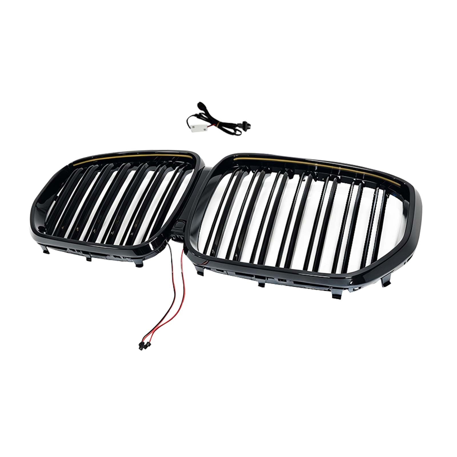 Double Slat Black Front Kidney Grille Pour BMW X5 G05 2019-2022 W/LED