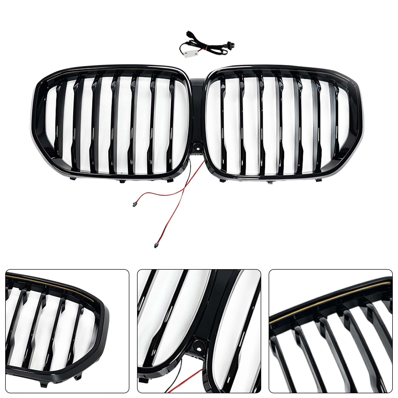 Single Gloss Black Front Kidney Grille Pour BMW X5 G05 2019-2022 W/LED