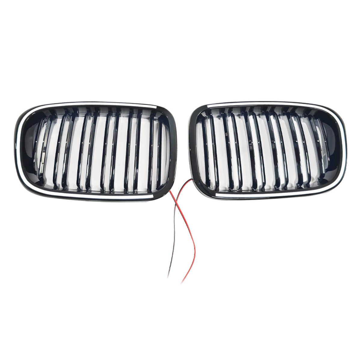 Gloss Black Front Kidney Bumper Grill Grille Pour BMW E46 2-Door 1998-2001 W/LED