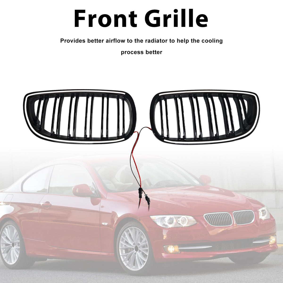Gloss Black Front Kidney Grill Grille Pour BMW E92 E93 335i 328i Coupe 2006-2009