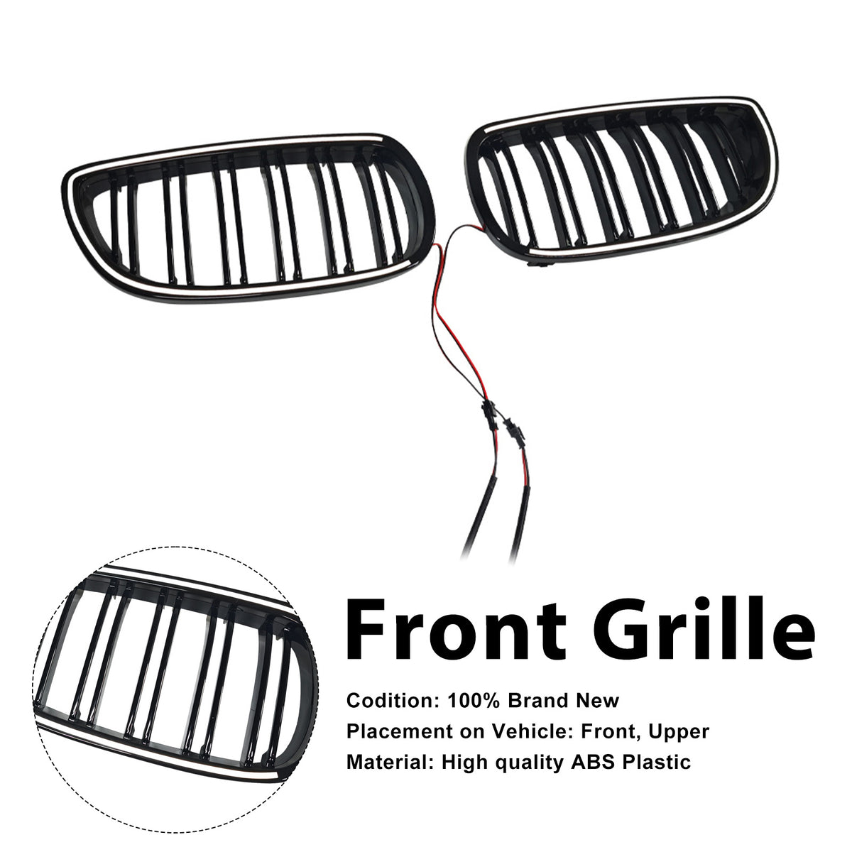 Gloss Black Front Kidney Grill Grille Pour BMW E92 E93 335i 328i Coupe 2006-2009