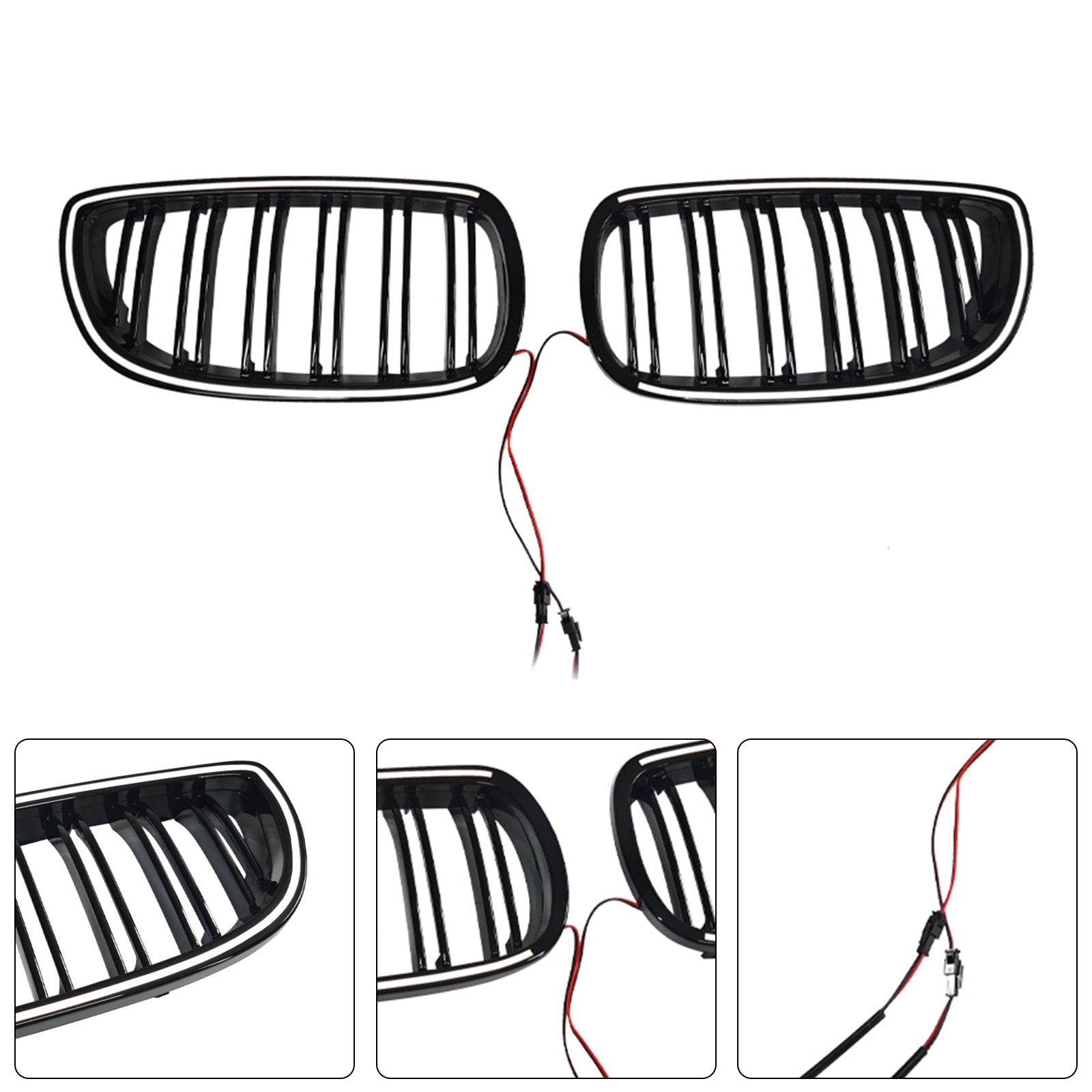 Gloss Black Front Kidney Grill Grille Pour BMW E92 E93 335i 328i Coupe 2006-2009