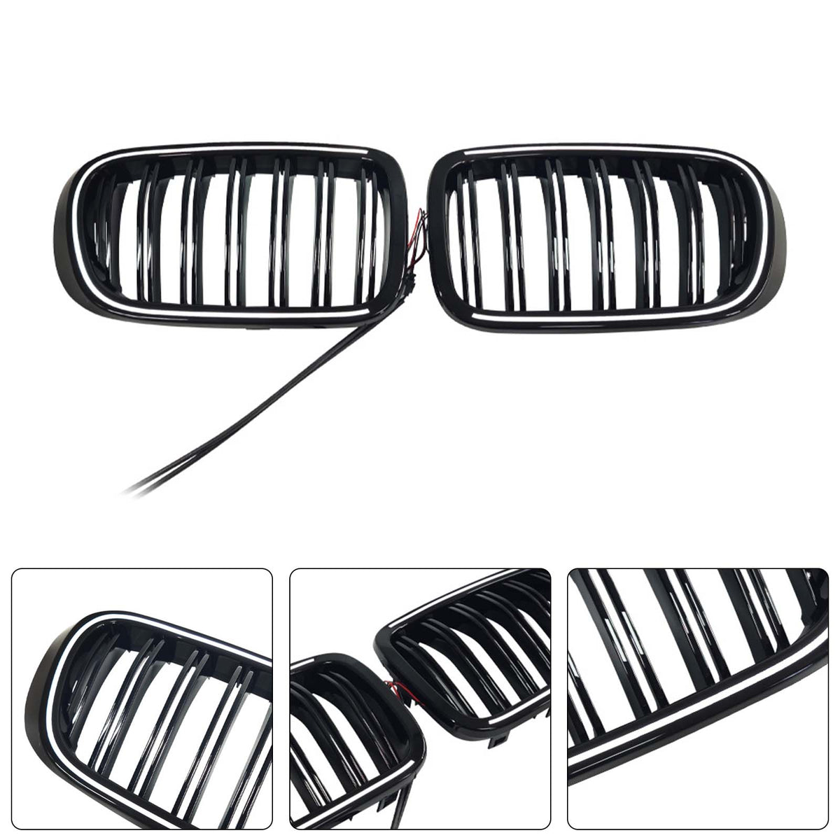 Gloss Black Front Bumper Kidney Grille Pour BMW X3 X4 F25 F26 2014-2017 W/LED