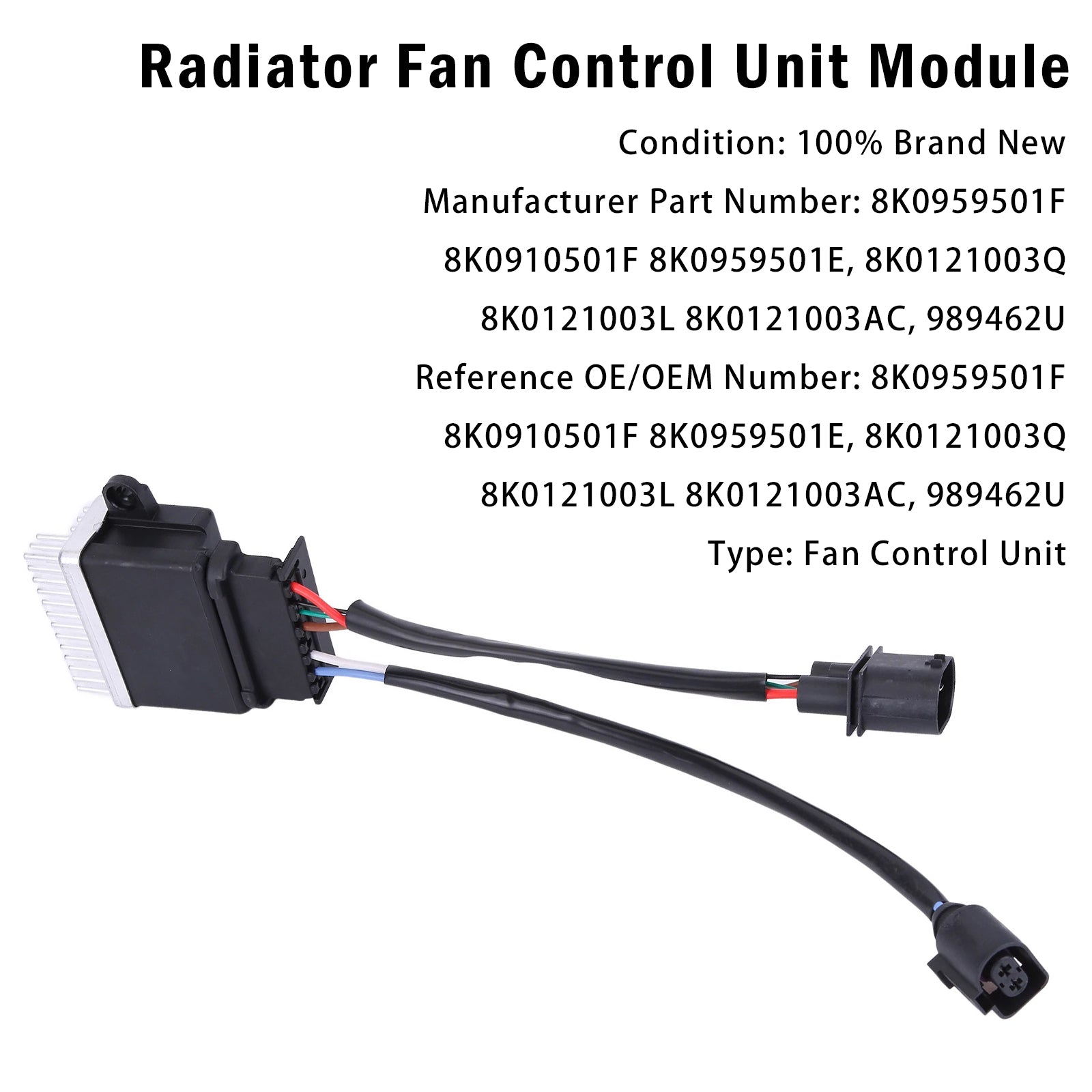 Módulo de control del ventilador del radiador para Audi A4 07-15 A5 07-17 8K0959501F