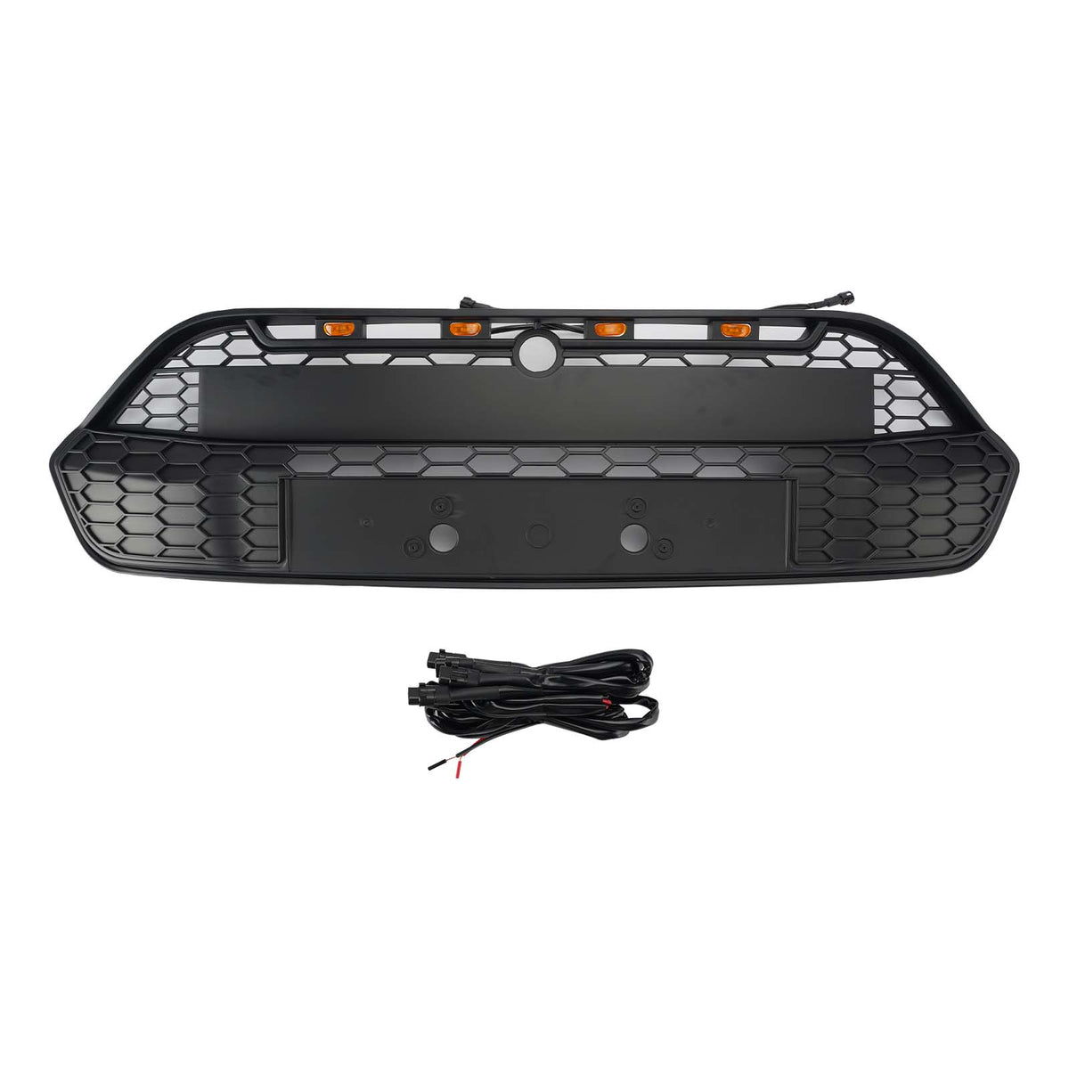 Matte Black Front Bumper Grille Grill Pour Ford Transit Custom 2013-2017 W/LED