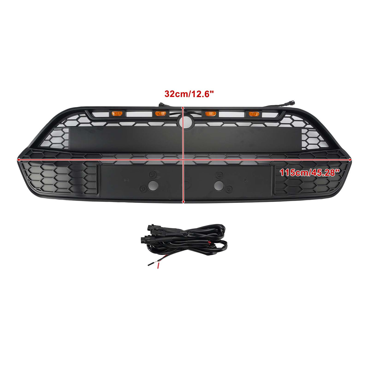 Matte Black Front Bumper Grille Grill Pour Ford Transit Custom 2013-2017 W/LED