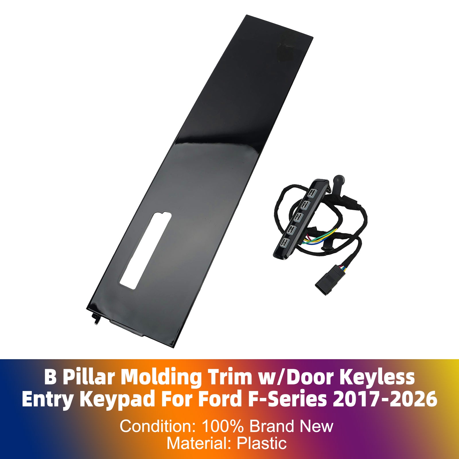 Moulure de Montant B avec Clavier d'Entrée Sans Clé Pour Ford F-Series 17-26