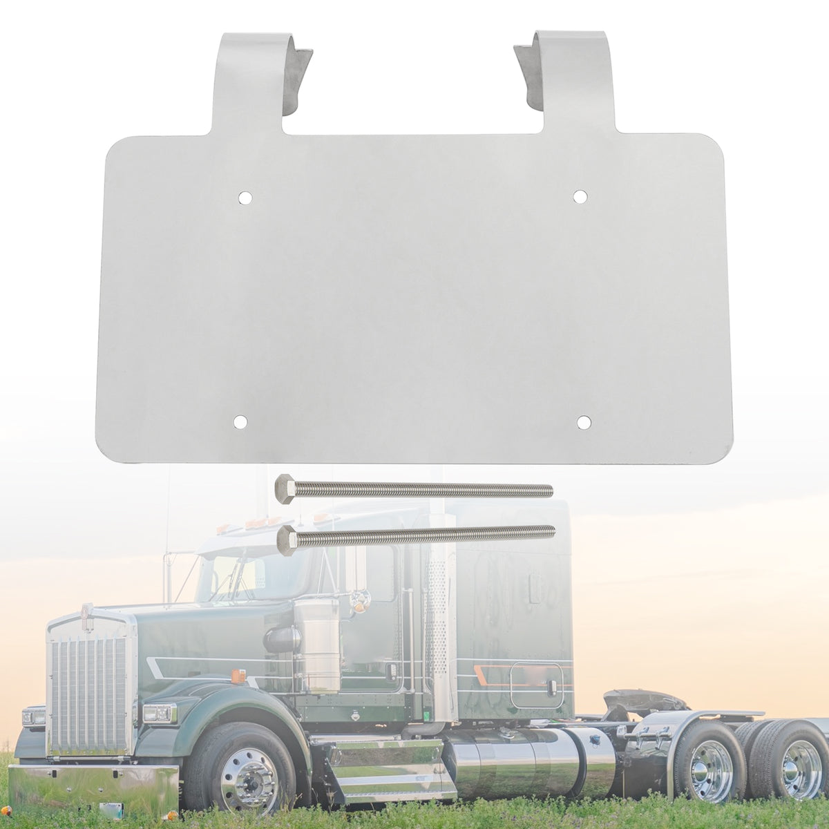 Protège-cerfs camion semi-remorque Support plaque inox Argent
