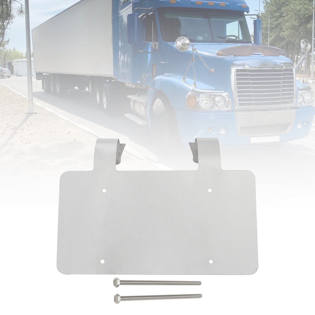 Protège-cerfs camion semi-remorque Support plaque inox Argent