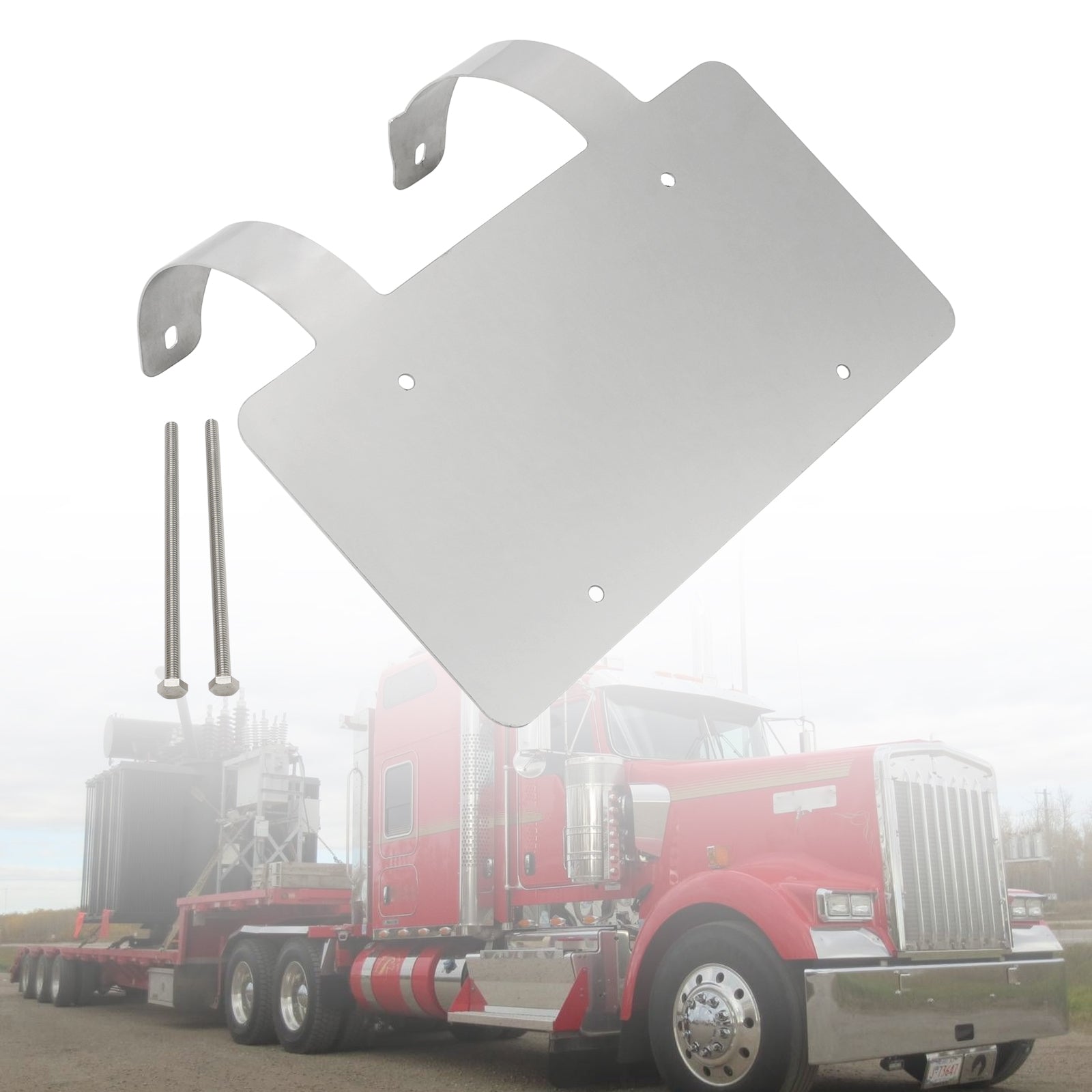 Protège-cerfs camion semi-remorque Support plaque inox Argent