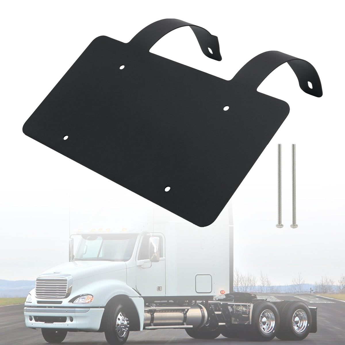 Protège-cerfs camion semi-remorque Support plaque inox Noir
