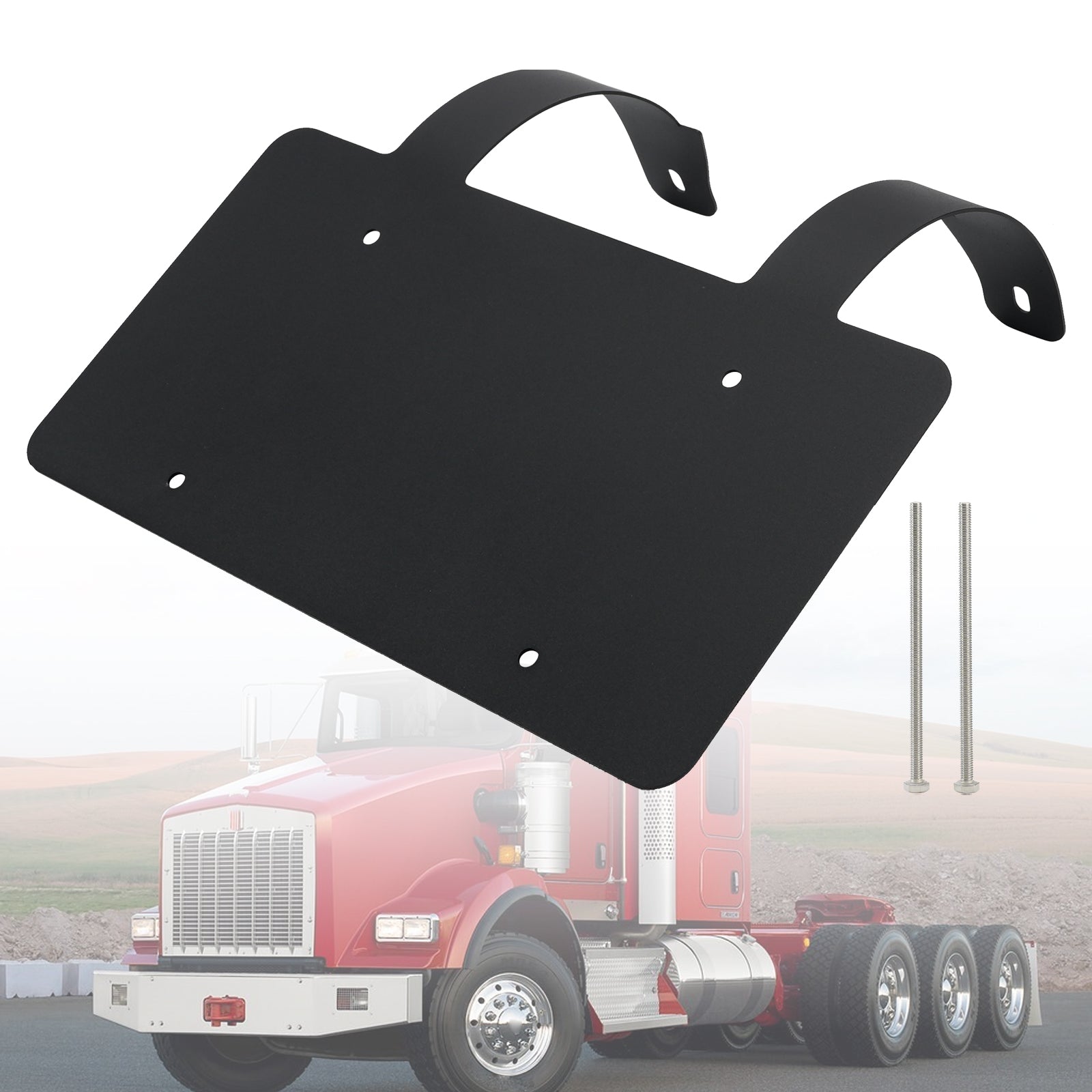 Protège-cerfs camion semi-remorque Support plaque inox Noir