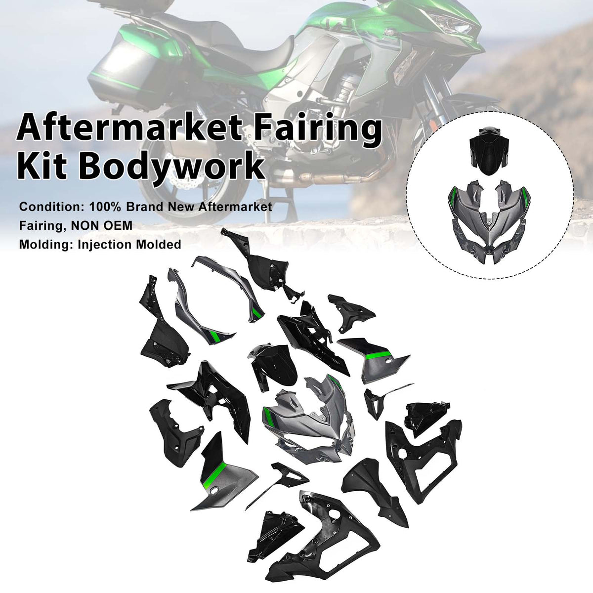 Einspritz-Karosserieverkleidungsset für Kawasaki Versys 1000 2019–2024 08#