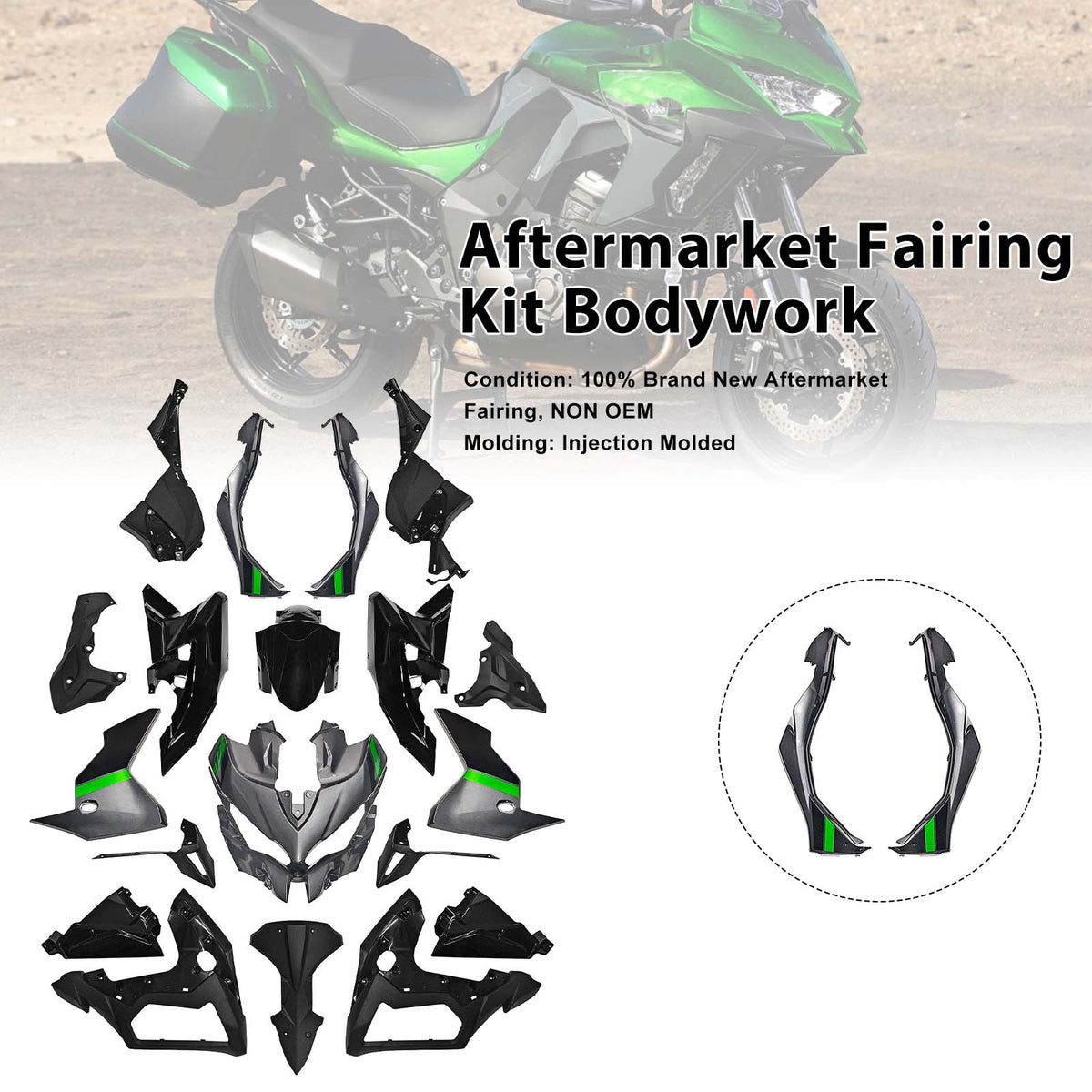 Einspritz-Karosserieverkleidungsset für Kawasaki Versys 1000 2019–2024 08#