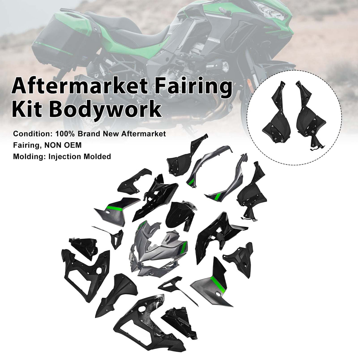 Einspritz-Karosserieverkleidungsset für Kawasaki Versys 1000 2019–2024 08#
