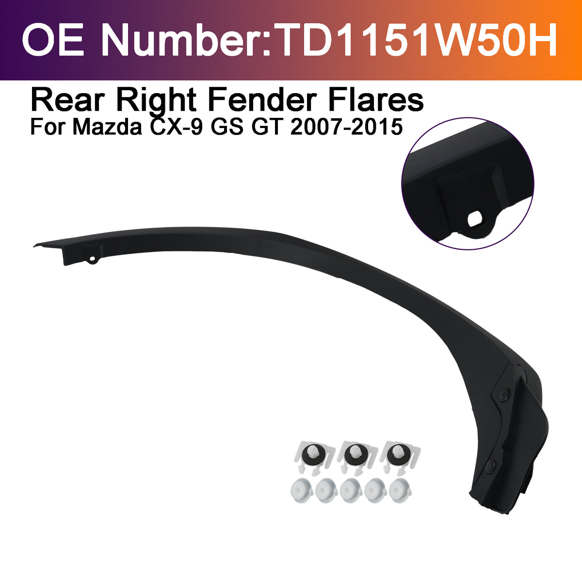 Élargisseur D’aile Arrière Droite TD1151W50H Pour Mazda CX-9 GS GT 2007-2015