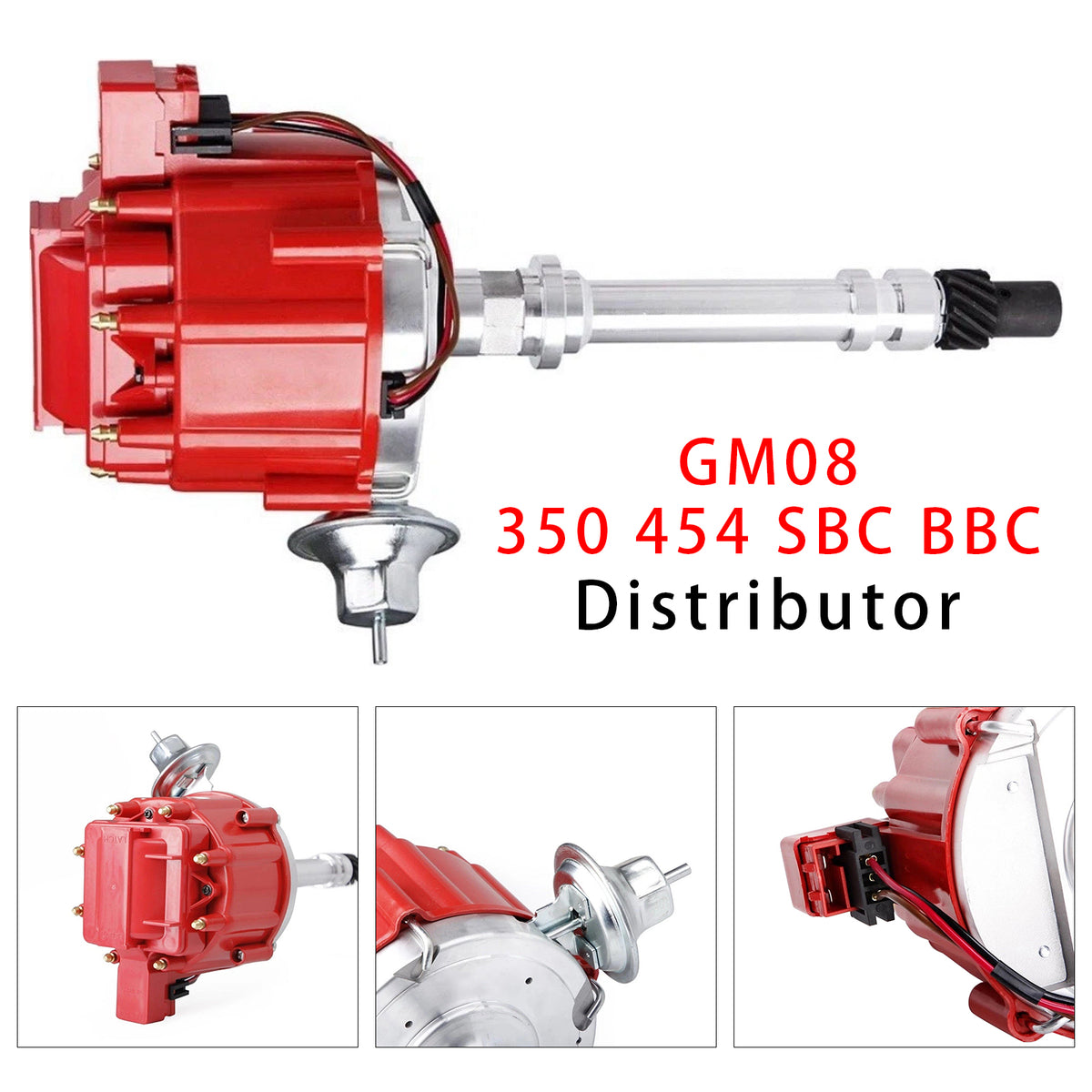 Distributeur avec 65K Volt Haut Pour Racing Chevy V8 HEI 350 454 SBC BBC GM08