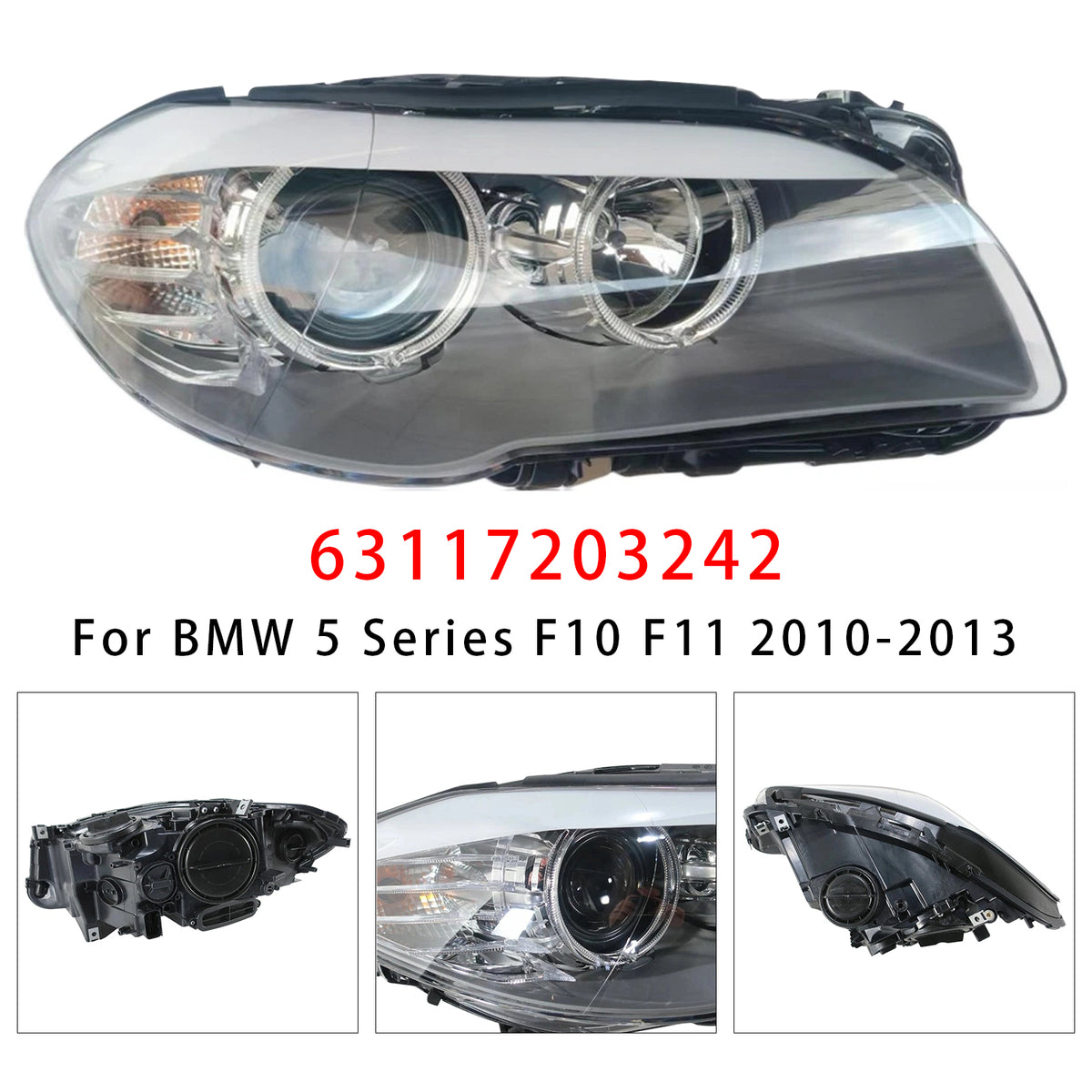 Phare Avant Droit Halogène Avec LED DRL Pour BMW Série 5 2010-2013