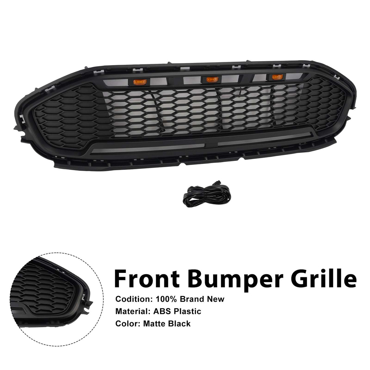 Black Front Bumper Grill Grille Pour Ford Transit Connect 2019-2023 W/LED