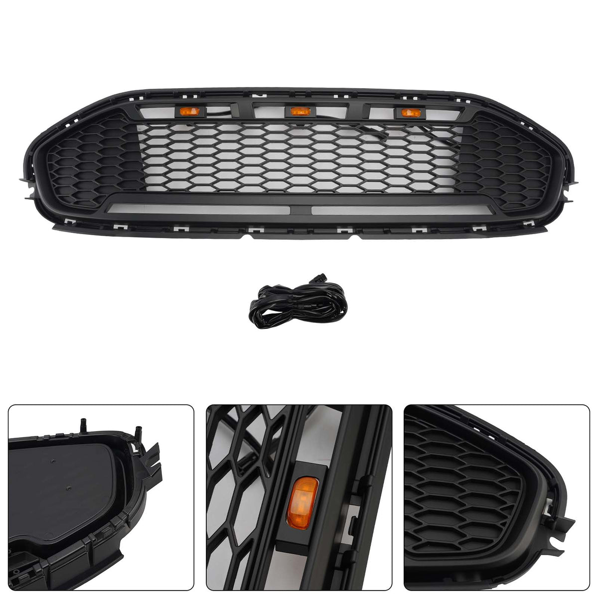 Black Front Bumper Grill Grille Pour Ford Transit Connect 2019-2023 W/LED