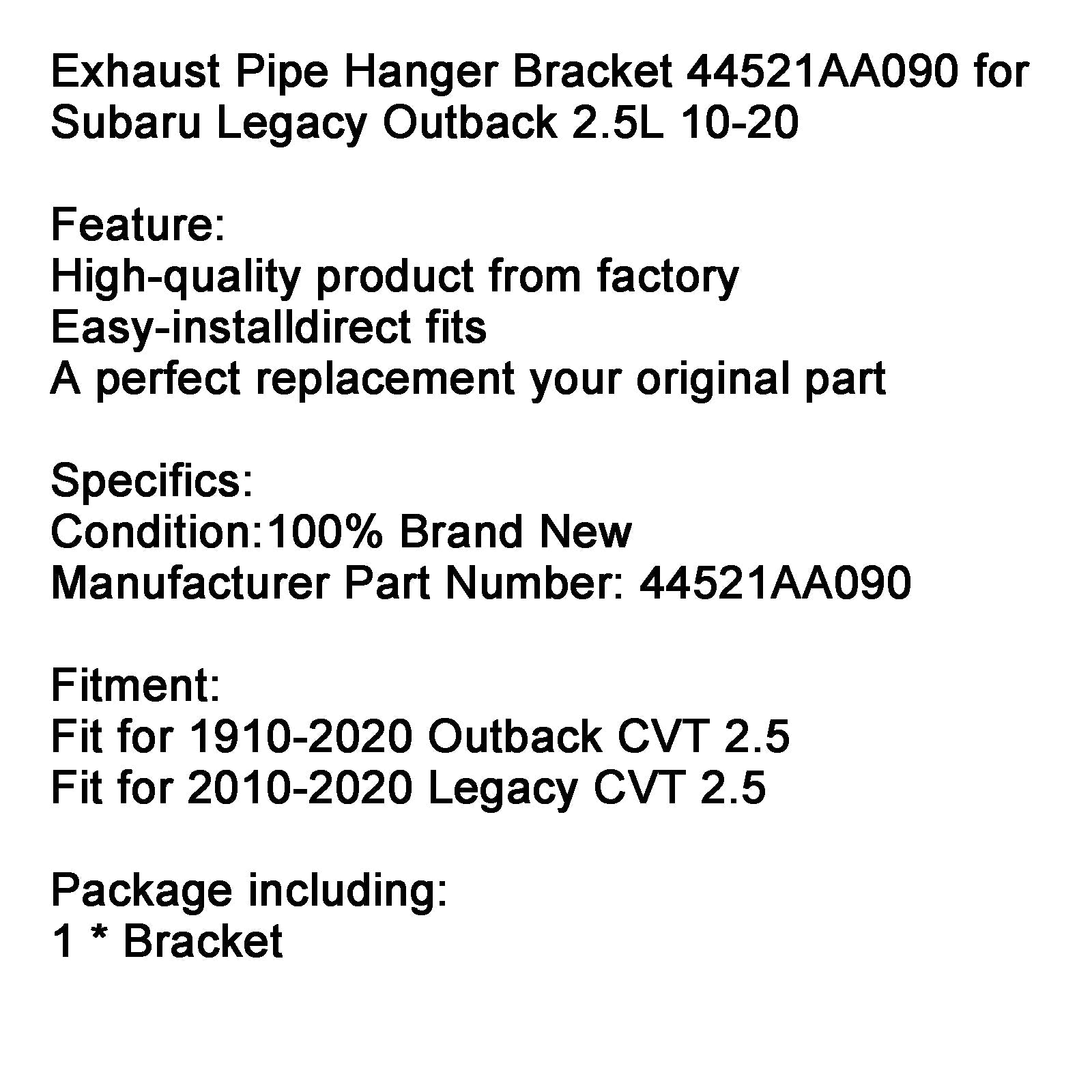 Support de suspension de tuyau d'échappement Outback CVT 2.5 1910 – 2020, 44521AA090