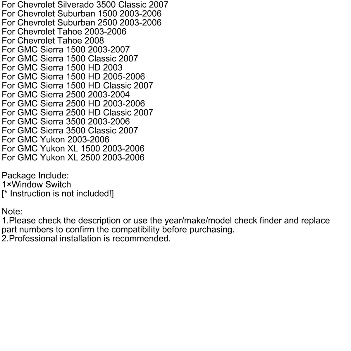 Interruttore alzacristallo elettrico porta conducente 15883323 per Chevrolet Silverado 2003-2007