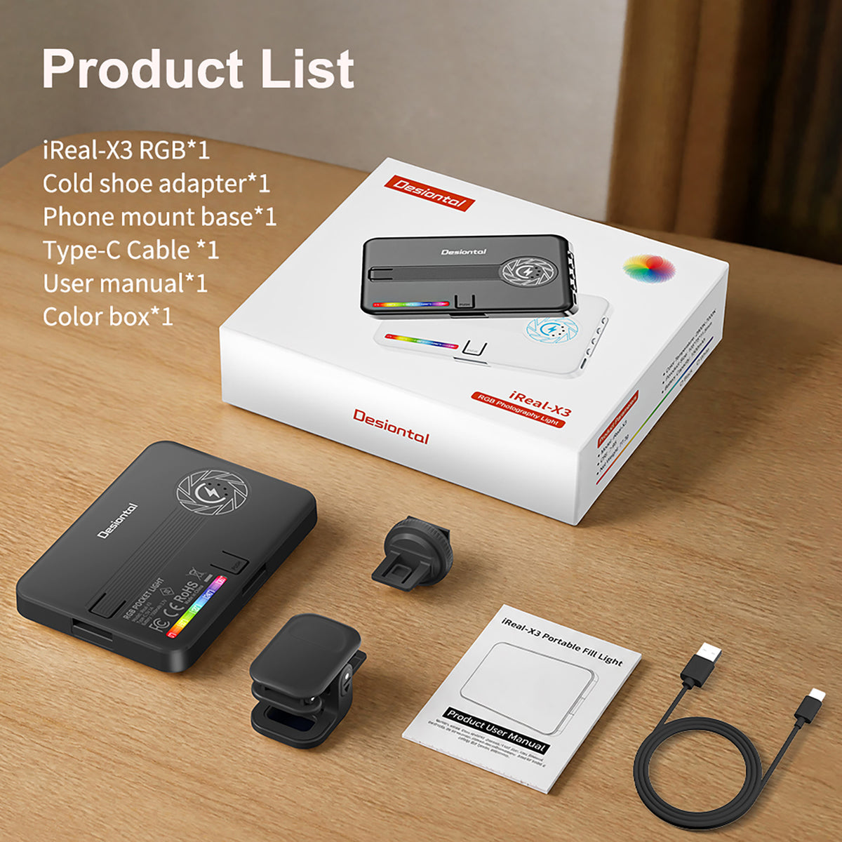 iReal-X3 RGB LED-videovalon täytevalo RGB muotokuvataskulamppu