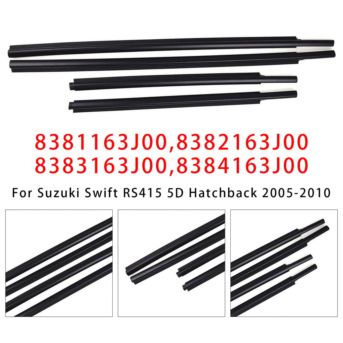 4PCS Garniture de porte extérieure Pour Suzuki Swift RS415 2005‑2010