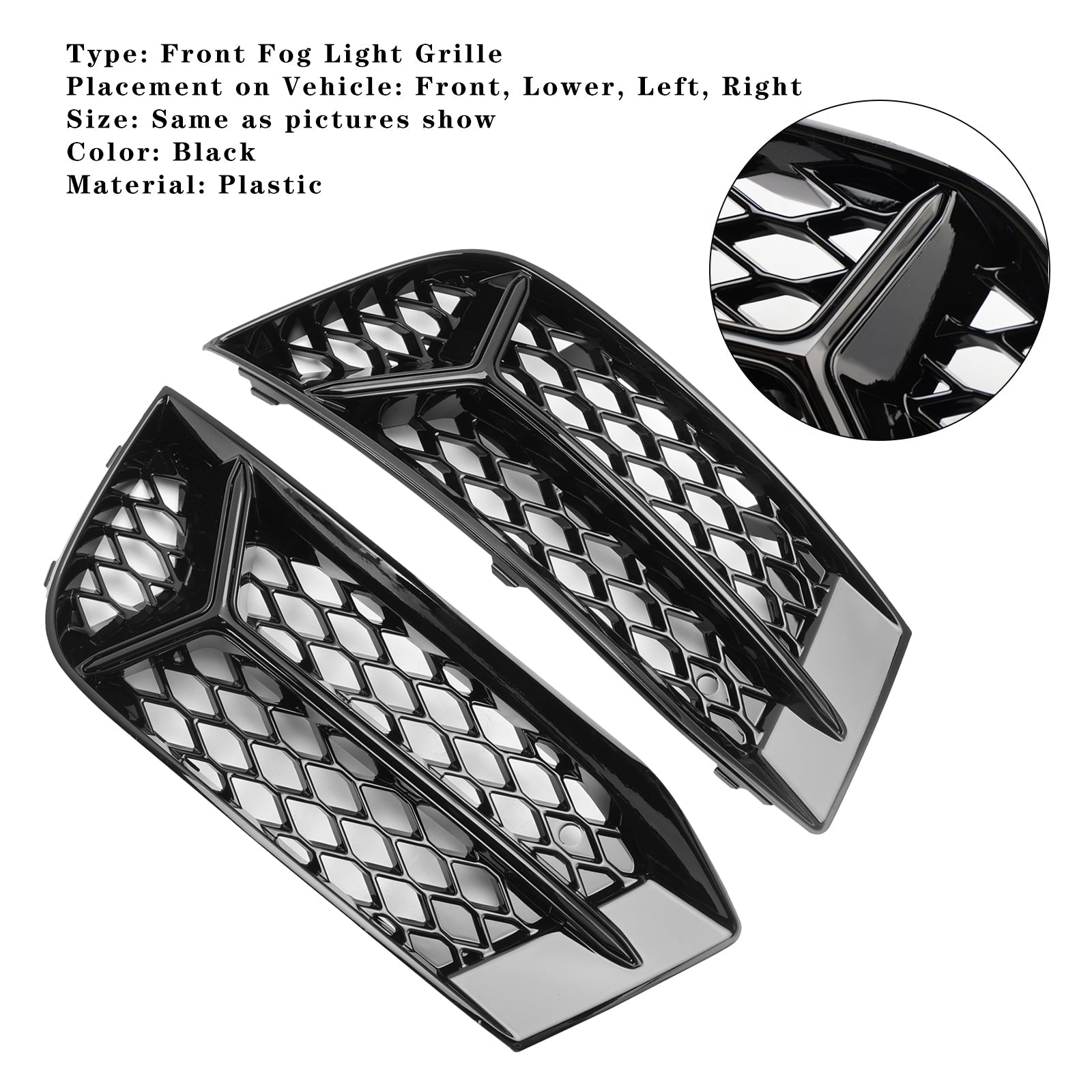 Garniture de cadre de lampe de couverture de phare antibrouillard de calandre de pare-chocs avant d'Audi A3 2017-2020