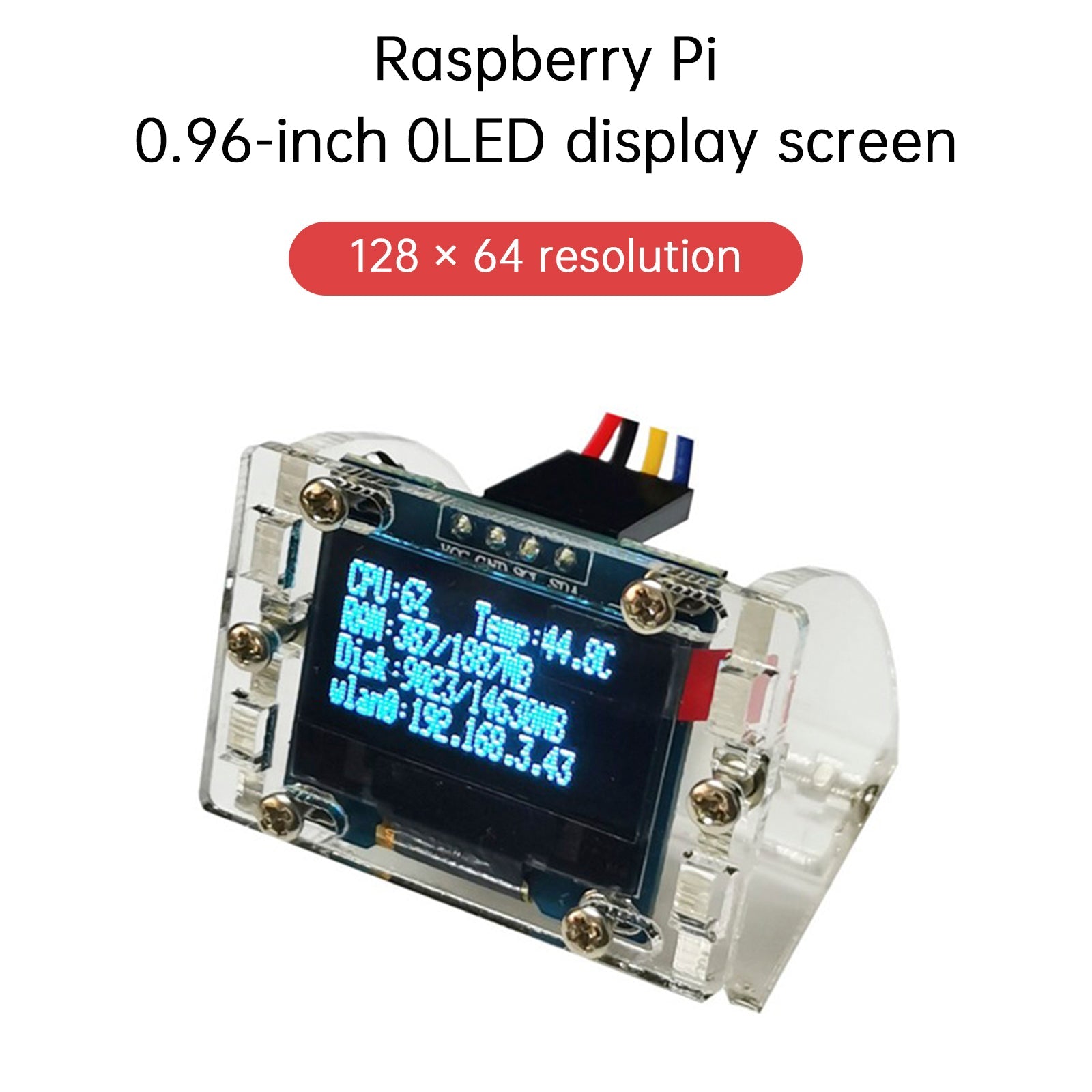 Module d'affichage OLED 0,96 pouce pour Raspberry Pi 4B, affichage des informations sur le disque dur IP