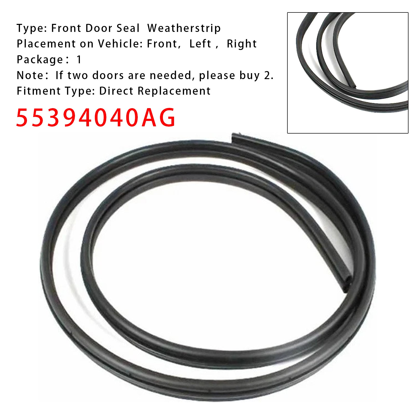 Joint d'étanchéité de porte avant gauche/droite pour Jeep Grand Cherokee 2005-2010