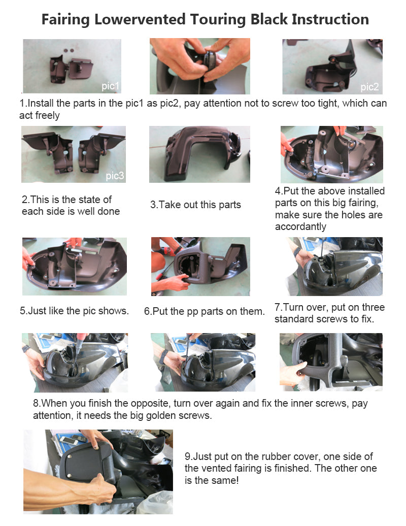 Wentylowane dolne owiewki dla Harley Touring 1983-2013 - Genialne czarne abs