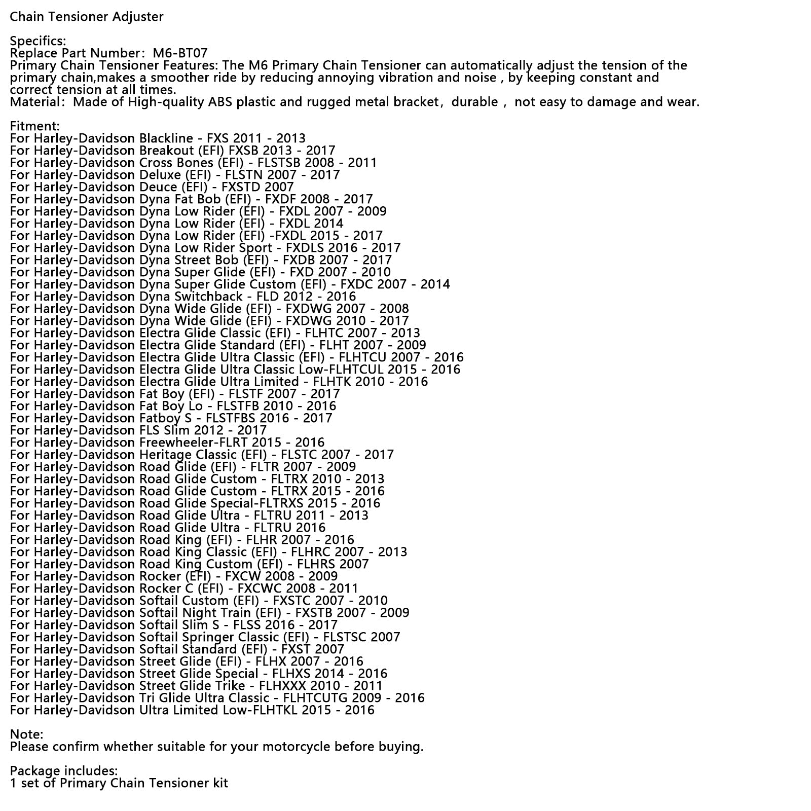 Tensor de cadena M6 para Dyna Softail Big Twins win Cams 2006-2017