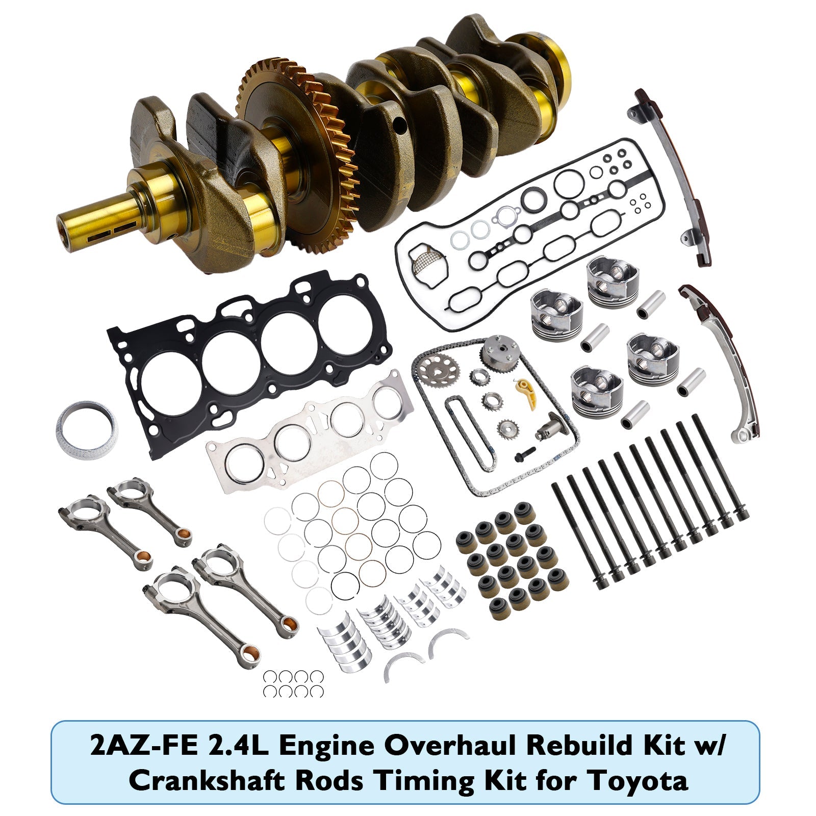 Kit de révision et de reconstruction du moteur Scion tC 2AZ-FE 2,4 L 2005-2010 avec kit de distribution des tiges de vilebrequin