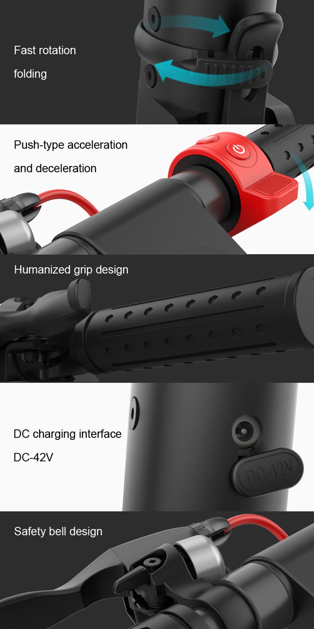 5" 350 W:n 45 km:n taittuva sähköpotkulauta aikuisten kaupunkiliikenteeseen 8