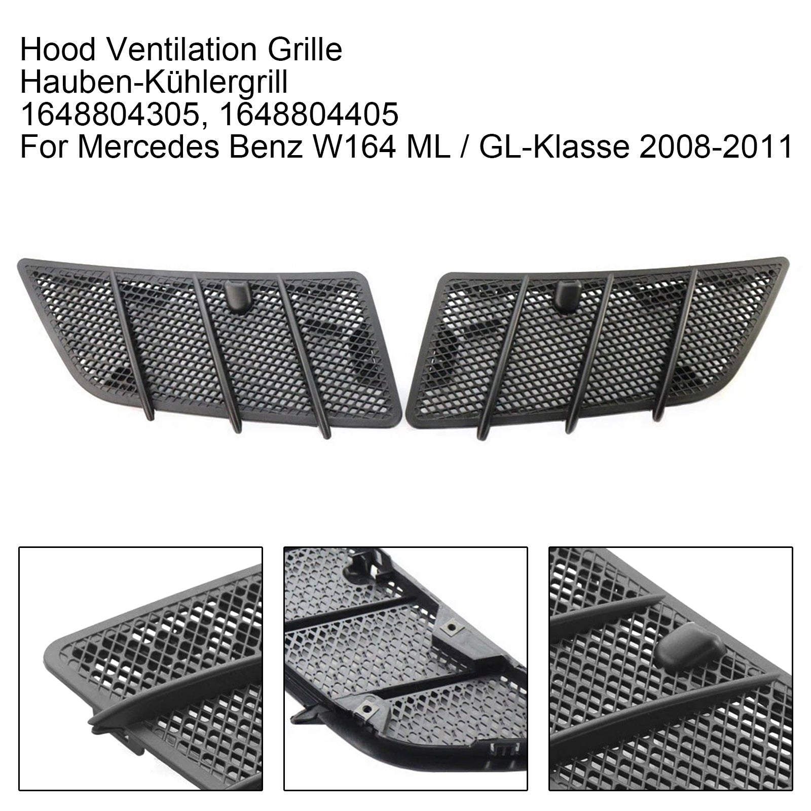 Grille de radiateur de capot droite et gauche 1648804305 pour Mercedes W164 Classe ML et GL