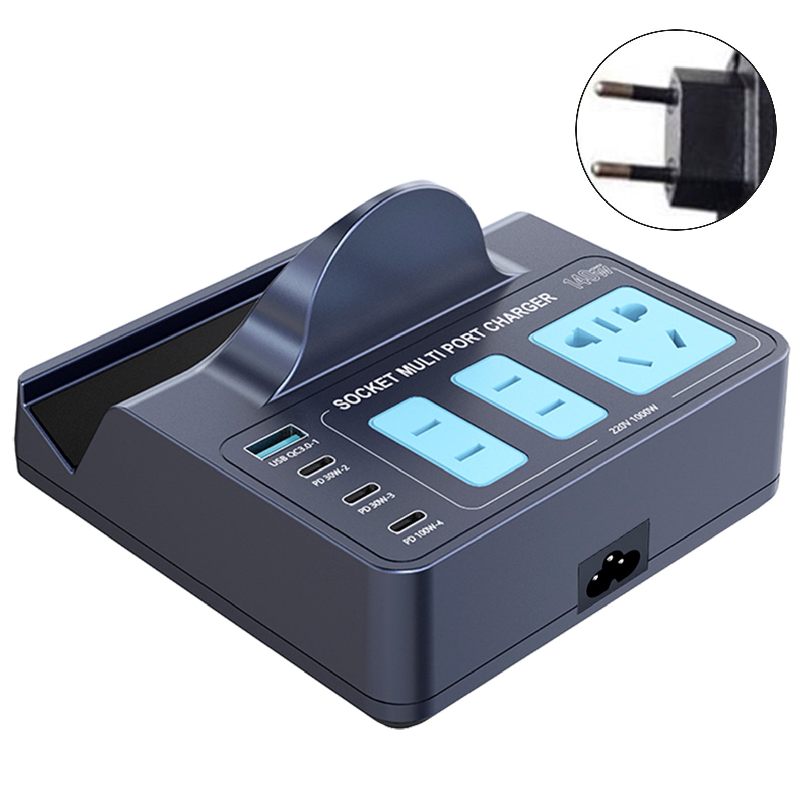 Intelligente draadloze oplader 140 W, High Power PD100 W, voor laptop, QC, mobiele telefoon, EU -socket